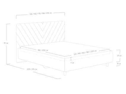 Кровать Сонум Vivien Марсель светло-серый 90х190