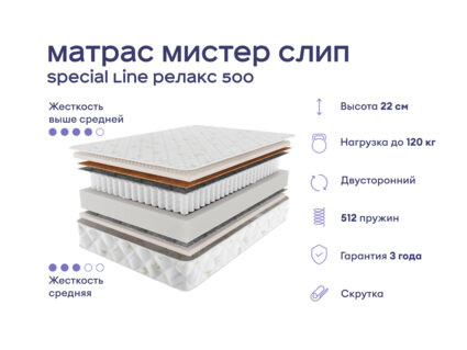 Кровать Димакс Лероса + матрас Мистер Слип Special Line релакс 500 1425
