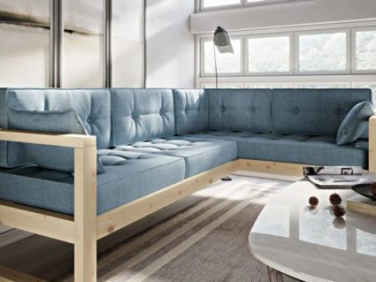 Диван Арско Астер угловой трехместный голубой