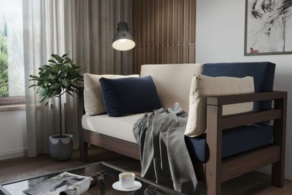 Диван Арско Домино Мини двухместный сине-бежевый