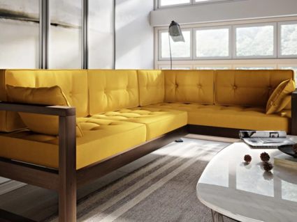 Диван Арско Астер угловой трехместный желтый Длина 220 см