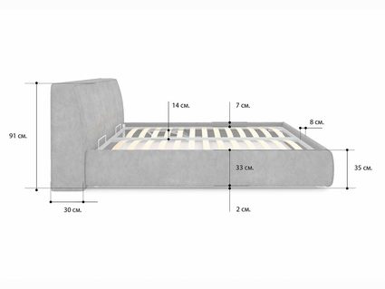 Кровать Сонум Altea Рогожка Пепельная 140х190